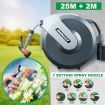 Wall Mount Garden Hose Reel High Pressure Hose Nozzle Self Coiling 7 Modes-25m
