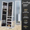 360 Degree Rotatable Mirror Jewellery Cabinet with Necklace Earring Ring Holders