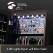 Versatile Mirror Jewellery Cabinet Auto LED light-Brown
