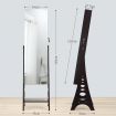 Versatile Mirror Jewellery Cabinet Auto LED light-Brown