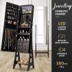 Versatile Mirror Jewellery Cabinet Auto LED light-Brown