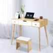 Dressing Table Stool Combo w/ Flip Top Mirror Hidden Storage