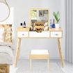 Dressing Table Stool Combo w/ Flip Top Mirror Hidden Storage