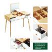 Dressing Table Stool Combo w/ Flip Top Mirror Hidden Storage