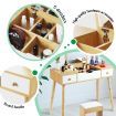 Dressing Table Stool Combo w/ Flip Top Mirror Hidden Storage