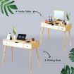 Dressing Table Stool Combo w/ Flip Top Mirror Hidden Storage