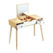 Dressing Table Stool Combo w/ Flip Top Mirror Hidden Storage