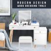 Wooden Makeup Table w/ Flip Top Lid Mirror Cabinet Stool