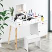 Wooden Makeup Table w/ Flip Top Lid Mirror Cabinet Stool