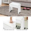 Wooden Makeup Table w/ Flip Top Lid Mirror Cabinet Stool