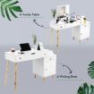 Wooden Makeup Table w/ Flip Top Lid Mirror Cabinet Stool