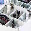 Wooden Makeup Table w/ Flip Top Lid Mirror Cabinet Stool