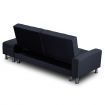 Multifunctional 3 Seater Leather Sofa Bed w/ Footstool Hidden Storage