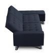 Multifunctional 3 Seater Leather Sofa Bed w/ Footstool Hidden Storage