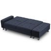 Multifunctional 3 Seater Leather Sofa Bed w/ Footstool Hidden Storage