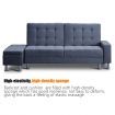3 Seater Leather Sofa Bed w/ Footstool Hidden Storage-Dark Grey