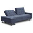 3 Seater Leather Sofa Bed w/ Footstool Hidden Storage-Dark Grey