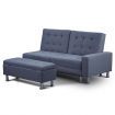 3 Seater Leather Sofa Bed w/ Footstool Hidden Storage-Dark Grey