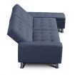 3 Seater Leather Sofa Bed w/ Footstool Hidden Storage-Dark Grey