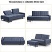 3 Seater Leather Sofa Bed w/ Footstool Hidden Storage-Dark Grey