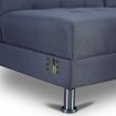 3 Seater Leather Sofa Bed w/ Footstool Hidden Storage-Dark Grey