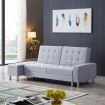 3 Seater Leather Sofa Bed w/ Footstool Hidden Storage-Light Grey