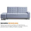 3 Seater Leather Sofa Bed w/ Footstool Hidden Storage-Light Grey