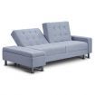 3 Seater Leather Sofa Bed w/ Footstool Hidden Storage-Light Grey