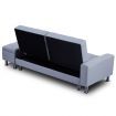 3 Seater Leather Sofa Bed w/ Footstool Hidden Storage-Light Grey