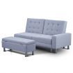 3 Seater Leather Sofa Bed w/ Footstool Hidden Storage-Light Grey