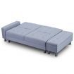 3 Seater Leather Sofa Bed w/ Footstool Hidden Storage-Light Grey