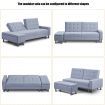3 Seater Leather Sofa Bed w/ Footstool Hidden Storage-Light Grey