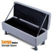 3 Seater Leather Sofa Bed w/ Footstool Hidden Storage-Light Grey