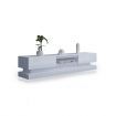 180cm Wood TV Stand Unit 2 Drawers High Gloss Front with RGB LED - White