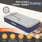 Bestway Inflatable Bed Single Size Air Mattress with Built-in Pump and Pillow