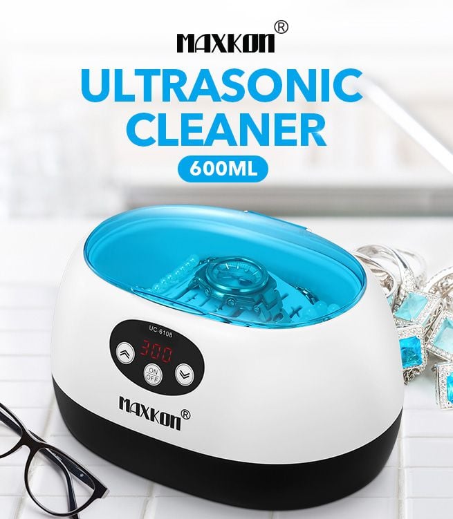 MAXKON 600ml Ultrasonic Cleaner Rings Watches Dentures Glasses Jewellery Cleaning