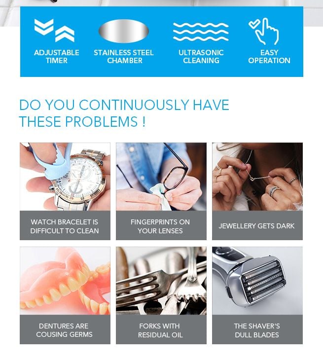 MAXKON 600ml Ultrasonic Cleaner Rings Watches Dentures Glasses Jewellery Cleaning