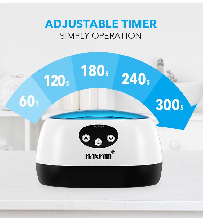MAXKON 600ml Ultrasonic Cleaner Rings Watches Dentures Glasses Jewellery Cleaning