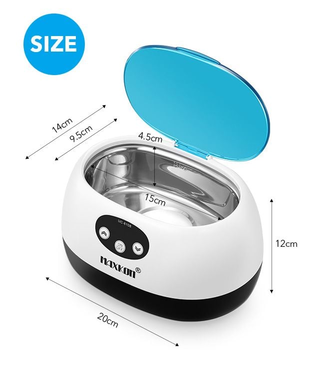 MAXKON 600ml Ultrasonic Cleaner Rings Watches Dentures Glasses Jewellery Cleaning