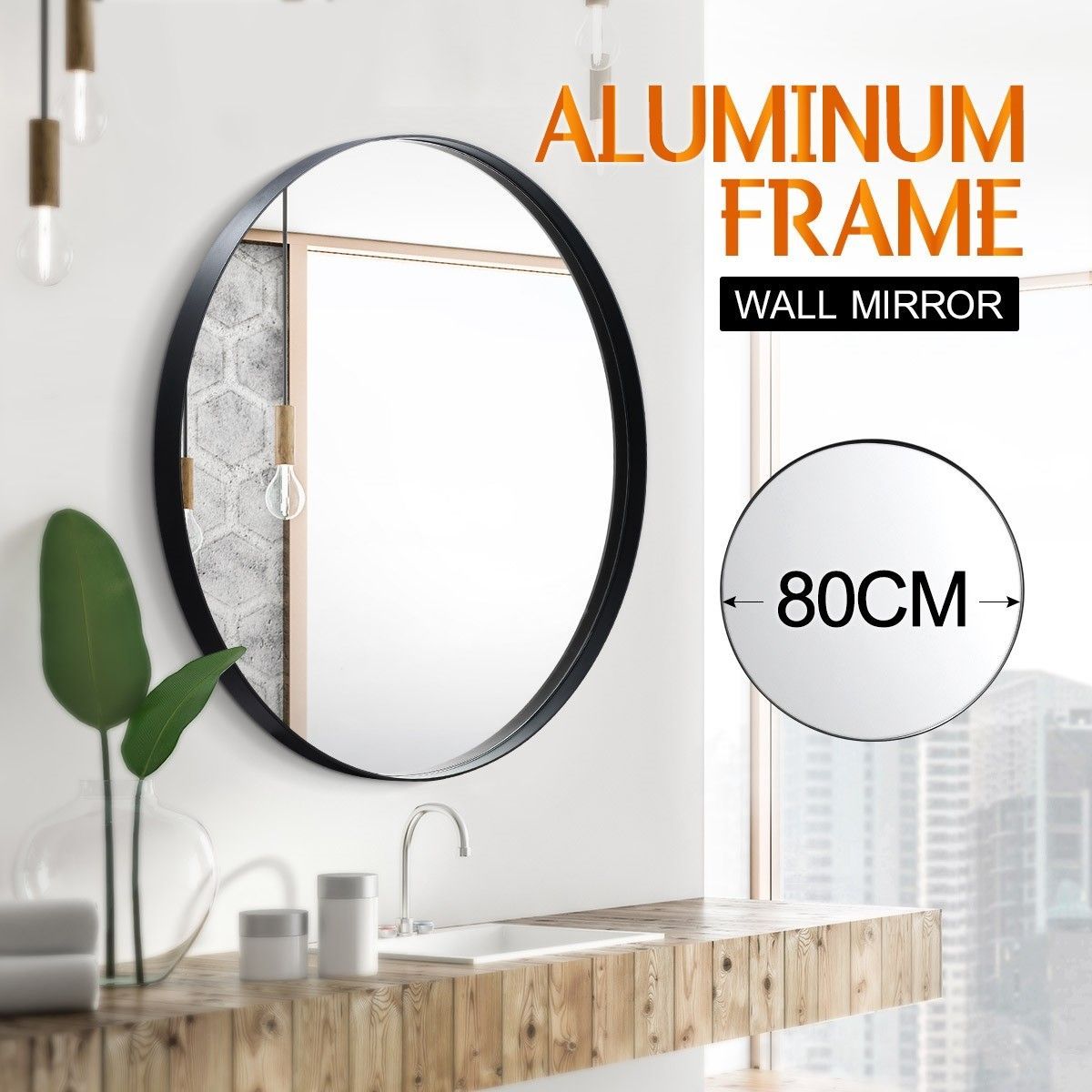 Large Round Mirror Decorative Wall Mirror 80cm