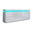 180cm Wood Sideboard Cabinet 5 Doors Storage Buffet Table with RGB LED White