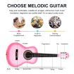 Melodic 34'' Kids Acoustic Guitar 6 Strings Tuner Cutaway Wooden Kids Gift Pink