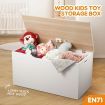 Kidbot Kids Wooden White Toy Storage Box Chest with Lid 80x40x40cm
