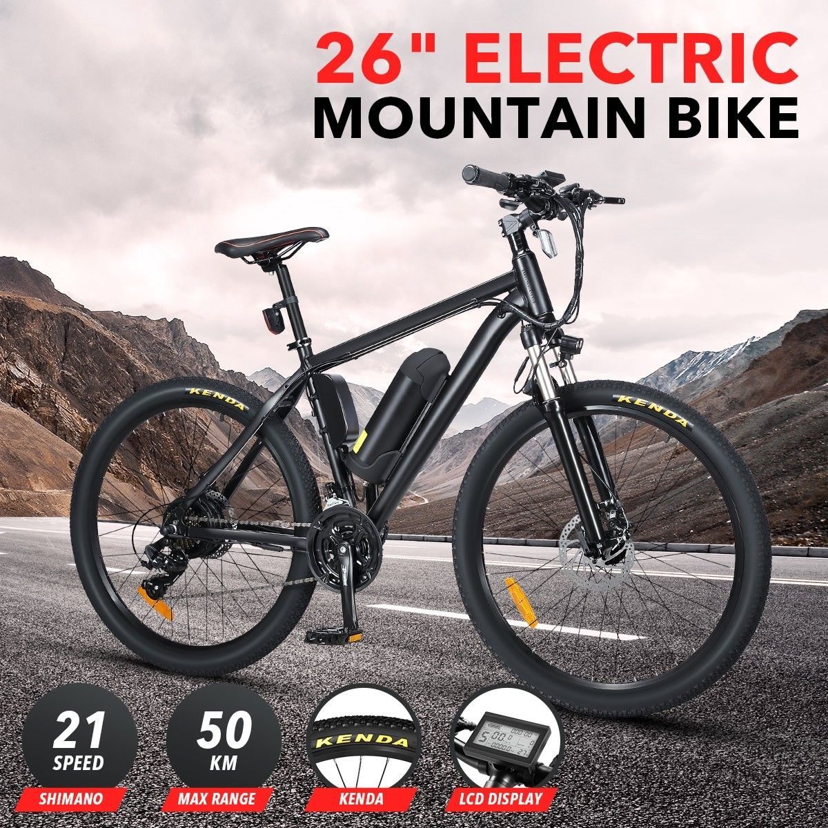 Upgraded 26'' Electric Bike eBike Mountain Bicycle 36V 250W 21 21 Speed Shifter