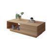 Square Wooden Coffee Table Living Room Furniture 1 Drawer Oak