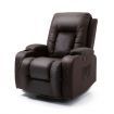 Electric Recliner Massage Chair Rocking Armchair Sofa Heated Seat 360 Degree Swivel Brown