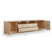 180cm Oak TV Stand Wood Entertainment Unit with Storage Drawers and Cabinets