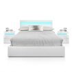 Queen PU Leather Gas Lift Storage Bed Frame Wood Bedroom Furniture w/LED Light - White