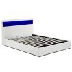 Queen PU Leather Gas Lift Storage Bed Frame Wood Bedroom Furniture w/LED Light - White