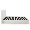 Leather Bed Frame Double with Storage White